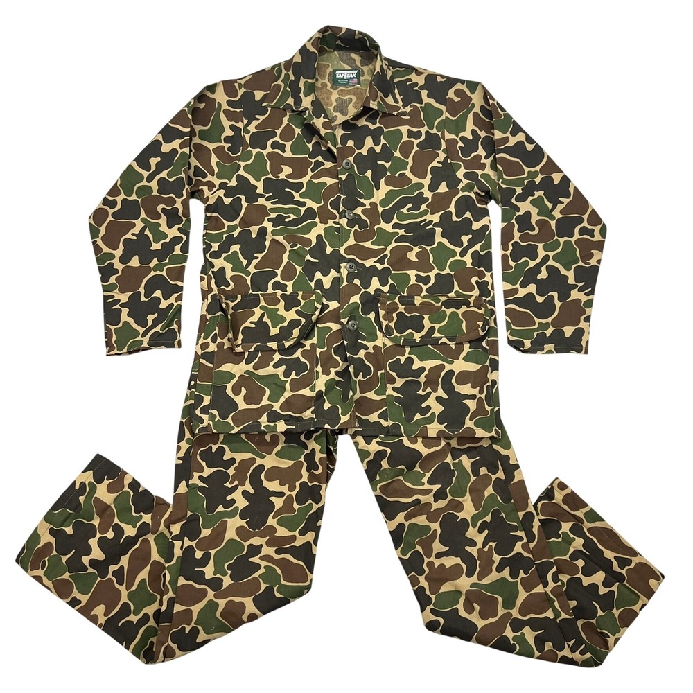 Vintage SafTbak Duck Hunter Camo Hunting Suit Set Jacket Pants M / 32x31 USA